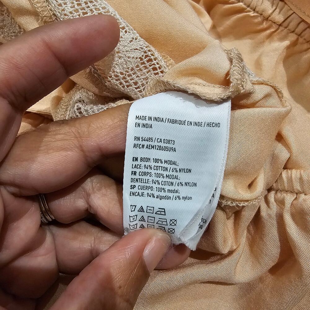 No Comment NWT Size S Satin Cami Tank Boho Coquette Babydoll Softgirl Top Beige - Picture 5 of 14